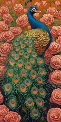 Diamond Painting Erwachsene Blume, Diamond Painting Zubehör Groß, 5D Pfau Diamant Malerei Set, Kristall Kunst Set für Erwachsene und Kinder, Bastelset Anfänger, Home Wand Bürodekoration 80x160cm C-639 von Generic