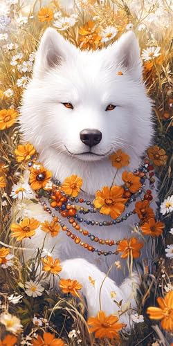 Diamond Painting Erwachsene Blume, Diamond Painting Zubehör Groß, 5D Wolf Diamant Malerei Set, Kristall Kunst Set für Erwachsene und Kinder, Bastelset Anfänger, Home Wand Bürodekoration 80x160cm C-641 von Generic