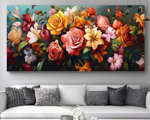 Diamond Painting Erwachsene Blume Diamond Painting XXL 80x160cm Diammant Malerei Farbe DIY Volldiamant Mosaik Stickerei Puzzle Kit,Crystal Art Leinwand Bastelset Erwachsene Für Home Dekor Gift M315 von Generic
