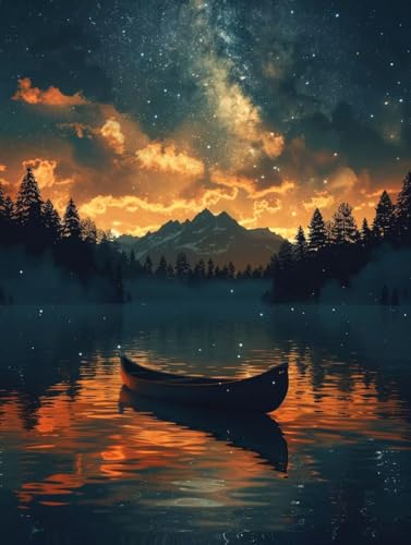 Diamond Painting Erwachsene Boot Diamond Painting Kinder Sternenhimmel, Vollbohrer Diamanten Basteln Erwachsene Stickerei Kreuzstich Crystal Art Malerei für Zimmer Deko, Geschenk 20x30cm -KF2506K0 von Generic
