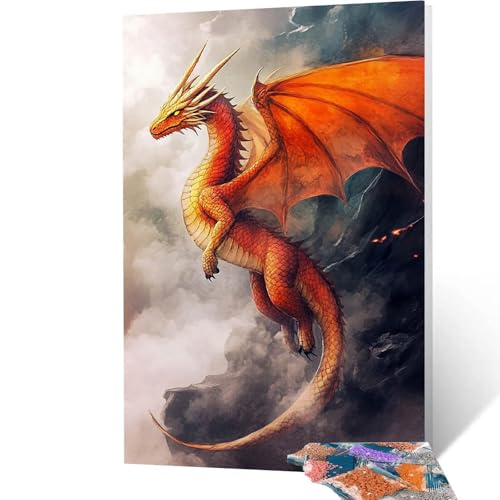 Diamond Painting Erwachsene Drachen, Fantasie Diamant Painting Bilder, DIY Full Drill Mosaikherstellung Cross Stitch Bastelset Erwachsene, Geschenke für Frauen, Dekor Wohnzimmer, 100x135cm model/-4490 von Generic