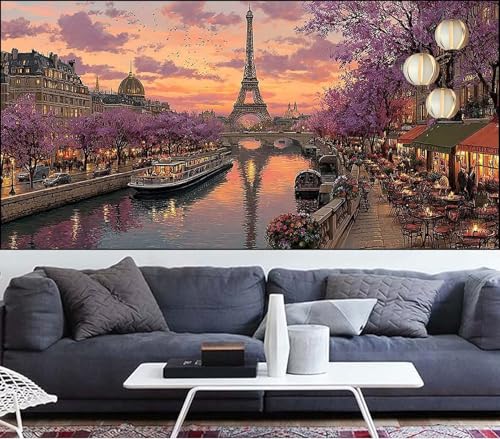 Diamond Painting Erwachsene Eiffelturm Diamond Painting xxl 100x300cm Diamant Malerei Landschaft,Malen Nach Zahlen Erwachsene Diamant Stickerei,Diamanten Crystal Leinwand Mosaik Bastelset,Gift VQ-491 von Generic