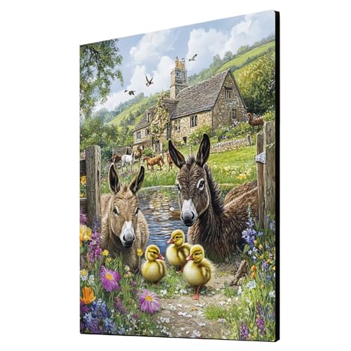 Diamond Painting Erwachsene Esel Diamond Painting Blume, Diamant Malen Nach Zahlen, 5D DIY Crystal art Cross Stickerei Basteln Erwachsene, Home Ästhetik Wand Dekor, Geschenke 100x135 cm 1ZSH-5540 von Generic