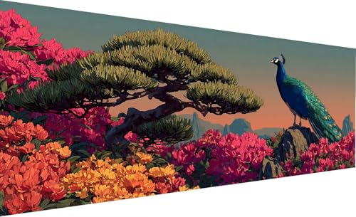 Diamond Painting Erwachsene Groß XXL 100X200 cm Blume Diamant Painting Pfau DIY 5D Quadrat Vollbohrer Kristall kunst Malerei Mosaik Bastelset Kinder für Zimmer Deko Wohnzimmer, Geschenk Model-137 von Generic