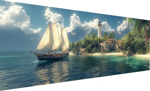 Diamond Painting Erwachsene Groß XXL 100X200 cm Boot Diamant Painting Baum DIY 5D Quadrat Vollbohrer Kristall kunst Malerei Mosaik Bastelset Kinder für Zimmer Deko Wohnzimmer, Geschenk Model-161 von Generic