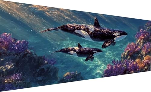 Diamond Painting Erwachsene Groß XXL 100X200 cm Delphin Diamant Painting Koralle DIY 5D Quadrat Vollbohrer Kristall kunst Malerei Mosaik Bastelset Kinder für Zimmer Deko Wohnzimmer, Geschenk Model-175 von Generic