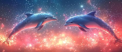 Diamond Painting Erwachsene Groß XXL 100X200 cm Delphin Diamant Painting Tier DIY 5D Quadrat Vollbohrer Kristall kunst Malerei Mosaik Bastelset Kinder für Zimmer Deko Wohnzimmer, Geschenk Model-443 von Generic