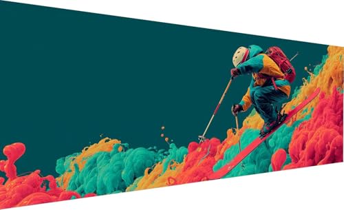 Diamond Painting Erwachsene Groß XXL 100X200 cm Ski Diamant Painting Sport DIY 5D Quadrat Vollbohrer Kristall kunst Malerei Mosaik Bastelset Kinder für Zimmer Deko Wohnzimmer, Geschenk Model-101 von Generic