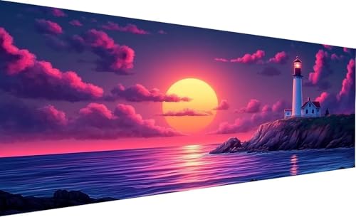 Diamond Painting Erwachsene Groß XXL 100X200cm Leuchtturm Diamant Painting Ozean DIY 5D Quadrat Vollbohrer Kristall kunst Malerei Mosaik Bastelset Kinder für Zimmer Deko Wohnzimmer, Geschenk Model-131 von Generic