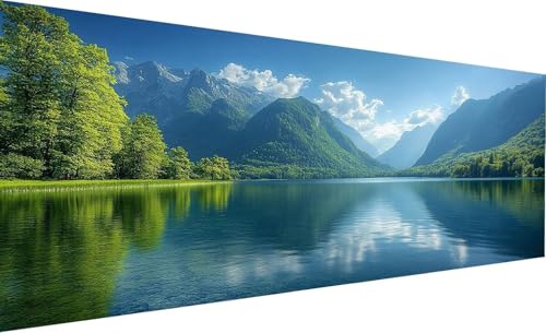 Diamond Painting Erwachsene Groß XXL 70X140cm Berg Diamant Painting See DIY 5D Quadrat Vollbohrer Kristall kunst Malerei Mosaik Bastelset Kinder für Zimmer Deko Wohnzimmer, Mädchen Geschenk Model-155 von Generic
