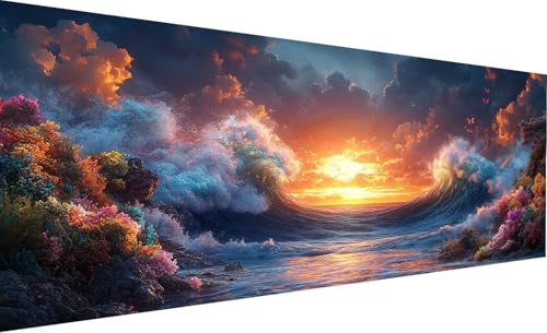 Diamond Painting Erwachsene Groß XXL 80X160cm Boot Diamant Painting Meereswellen DIY 5D Quadrat Vollbohrer Kristall kunst Malerei Mosaik Bastelset Kinder für Zimmer Deko Wohnzimmer, Geschenk Model-117 von Generic