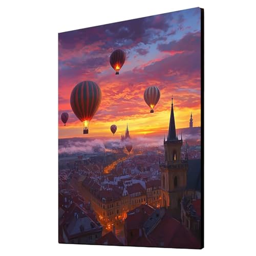 Diamond Painting Erwachsene Heißluftballon Diamond Painting Stadt, Diamant Malen Nach Zahlen, 5D DIY Crystal art Cross Stickerei Basteln Erwachsene, Home Ästhetik Wand Dekor 100x135 cm 1ZSH-20720 von Generic
