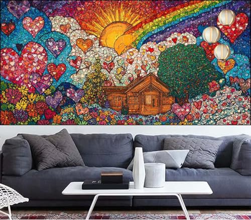 Diamond Painting Erwachsene Herz Diamond Painting xxl 90x180cm Diamant Malerei Abstrakt,DIY Malen Nach Zahlen Erwachsene Diamant Stickerei,Diamanten Crystal Leinwand Art Mosaik Bastelset,Gifts VQ-386 von Generic
