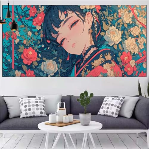 Diamond Painting Erwachsene Japan Diamant Painting Bilder Frau,5D Vierkantbohrer Diamant Malerei Leinwand Stickerei Bastelset Erwchsene Puzzle Kreuzstich,Deko Wohnzimmer Mann Geschenk 50x100cm CN-990 von Generic