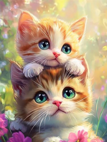 Diamond Painting Erwachsene Katze, Sonnenlicht 5D DIY Full Drill Stickerei Art Leinwand 50x70cm, Kinder Anfänger Kristall Kreuzstich Kit, Diamond Art Basteln Kit, für Home Wand Dekor Geschenke a-409 von Generic