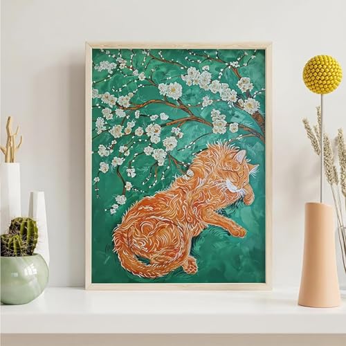 Diamond Painting Erwachsene Katze 5D Blume Diamant Painting Bilder Diamond Art Set für Erwachsene Kinder, Komplettes DIY Diamant Malerei Malen Stickset, Kreuzstichbilder 30x40cm PjY4705 Z-J von Generic