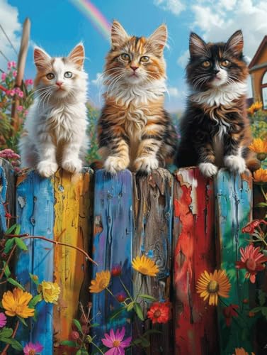 Diamond Painting Erwachsene Katze Diamond Painting Kinder Blume, Vollbohrer Diamanten Basteln Erwachsene Stickerei Kreuzstich Crystal Art Malerei für Zimmer Deko, Geschenk Frau (40x55cm) -KF2506L1 von Generic