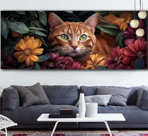 Diamond Painting Erwachsene Katze Diamond Painting xxl 60x150cm Diamant Malerei Blume,DIY Malen Nach Zahlen Erwachsene Diamant Stickerei,5D Diamanten Crystal Leinwand Art Mosaik Bastelset,Gifts F538 von Generic