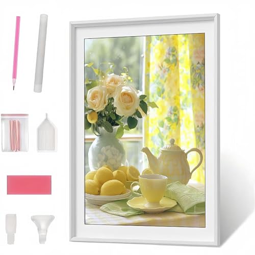 Diamond Painting Erwachsene Kinder Blume Zitrone Diamant Painting Bilder Anfänger, DIY Runder Vollbohrer Diamant Malerei Stickerei Set Kreuzstich Frauen Geschenke Wand Dekorieren 30x40 cm PJY1878 5-7 Diamond Painting Erwachsene Kinder Blume Zitrone Diamant Painting Bilder Anfänger, DIY Runder Vollbohrer Diamant Malerei Stickerei Set Kreuzstich Frauen Geschenke Wand Dekorieren 30x40 cm PJY1878 5-7 von Generic