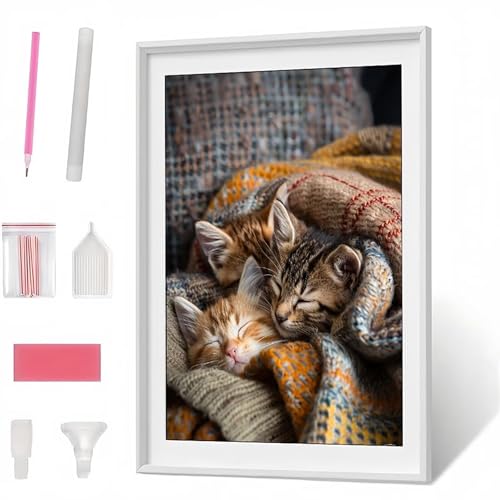 Diamond Painting Erwachsene Kinder Tier Katze Diamant Painting Bilder Anfänger, DIY Runder Vollbohrer Diamant Malerei Stickerei Set Kreuzstich Frauen Geschenke Wand Dekorieren (30x40cm) PJY7744 S-O von Generic