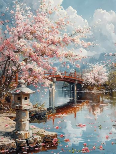 Diamond Painting Erwachsene Kleine Brücke Diamond Painting Kinder Blume, Vollbohrer Diamanten Basteln Erwachsene Stickerei Kreuzstich Crystal Art Malerei für Zimmer Deko (20 * 30cm) -KF2506V960 von Generic