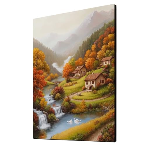 Diamond Painting Erwachsene Kleine Stadt Diamond Painting Landschaft, Diamant Malen Nach Zahlen, 5D DIY Crystal art Cross Stickerei Basteln Erwachsene, Home Ästhetik Wand Dekor 80x110 cm 1ZSH-15498 von Generic