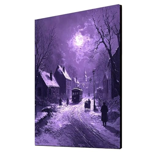 Diamond Painting Erwachsene Kleine Stadt Diamond Painting Nachtansicht, Diamant Malen Nach Zahlen, 5D DIY Crystal art Cross Stickerei Basteln Erwachsene, Home Ästhetik Wand Dekor 90x120 cm 1ZSH-11919 von Generic