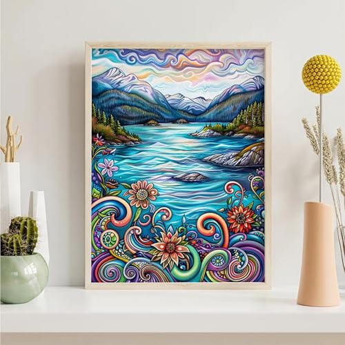 Diamond Painting Erwachsene Landschaft 5D Blume Diamant Painting Bilder Diamond Art Set für Erwachsene Kinder, Komplettes DIY Diamant Malerei Malen Stickset, Kreuzstichbilder 30x40cm PjY5315 0-V von Generic