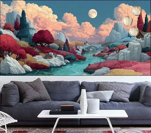 Diamond Painting Erwachsene Landschaft Diamond Painting xxl 100x300cm Diamant Malerei Mond,Malen Nach Zahlen Erwachsene Diamant Stickerei,Diamanten Crystal Leinwand Art Mosaik Bastelset,Gift VQ-713 von Generic