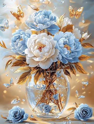Diamond Painting Erwachsene Mädchen Kinder Anfänger, 5D DIY Schmetterlinge Blumen Diamant Painting Bilder, Diamanten Malerei Stickerei Kreuzstich Mosaik Geschenke Home Wand Dekorationen 25x40cm A-131 von Generic