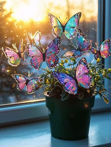 Diamond Painting Erwachsene Mädchen Kinder Anfänger, Schmetterlinge Topfpflanzen Diamant Painting Bilder, Diamanten Malerei Stickerei Kreuzstich Mosaik Geschenke Home Wand Dekorationen 20x30cm A-149 von Generic