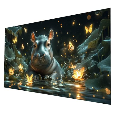 Diamond Painting Erwachsene Nilpferd, Schmetterling Diamant Painting Bilder, DIY Full Drill Mosaikherstellung Cross Stitch Bastelset Erwachsene, Geschenke für Frauen Zimmer Deko 100x200 CM model-7497 von Generic