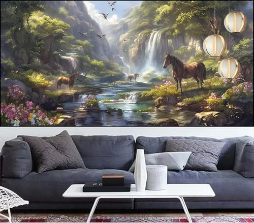 Diamond Painting Erwachsene Pferd Diamond Painting 50x120cm Diamant Malerei Fallen,DIY Malen Nach Zahlen Erwachsene Diamant Stickerei,5D Diamanten Crystal Leinwand Art Mosaik Bastelset,Deko QL-815 von Generic