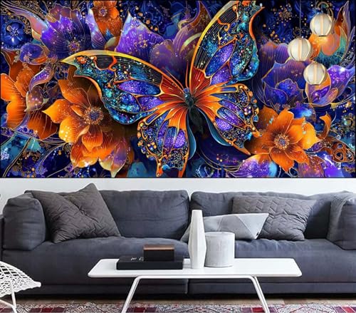 Diamond Painting Erwachsene Schmetterling Diamond Painting xxl 70x200cm Diamant Malerei Blume,Malen Nach Zahlen Erwachsene Diamant Stickerei,Diamanten Crystal Leinwand Art Mosaik Bastelset,Gift VQ-524 von Generic