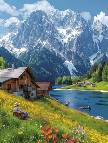 Diamond Painting Erwachsene Schneeberg Diamond Painting Kinder Frühling, Vollbohrer Diamanten Basteln Erwachsene Stickerei Kreuzstich Crystal Art Malerei für Zimmer Deko 20 x 30 cm -KF2506H83C von Generic