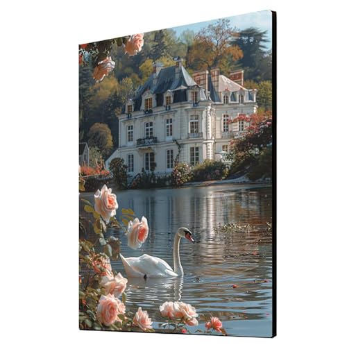 Diamond Painting Erwachsene Schwan Diamond Painting Blume, Diamant Malen Nach Zahlen, 5D DIY Crystal art Cross Stickerei Basteln Erwachsene, Home Ästhetik Wand Dekor, Geschenke 60x80cm 1ZSH-12006 von Generic