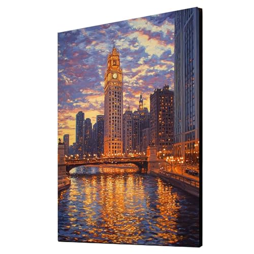 Diamond Painting Erwachsene Stadt Diamond Painting Nachtansicht, Diamant Malen Nach Zahlen, 5D DIY Crystal art Cross Stickerei Basteln Erwachsene, Home Ästhetik Wand Dekor, Geschenke 60x80cm 1ZSH-5616 von Generic