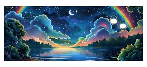 Diamond Painting Erwachsene Sternenklare Nacht Diamond Painting xxl 90x270cm Diamant Malerei Set Landschaft Full Diamant Malen nach Zahlen Set DIY Gem Stickerei Kreuzstich Home Dekor Geschenke z869f von Generic