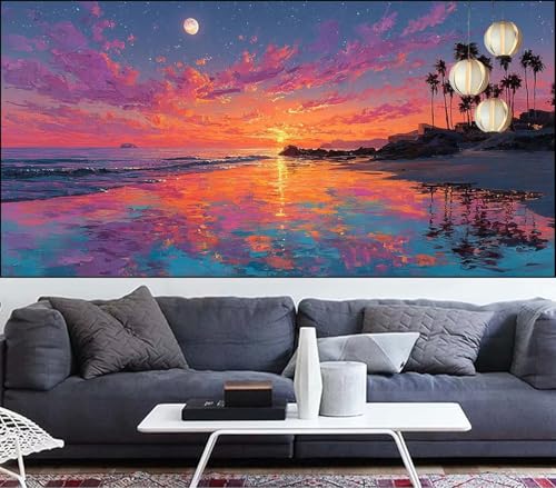 Diamond Painting Erwachsene Strand Diamond Painting 30x60cm Diamant Malerei Landschaft,DIY Malen Nach Zahlen Erwachsene Diamant Stickerei,Diamanten Crystal Leinwand Art Mosaik Bastelset,Gifts VQ-521 von Generic