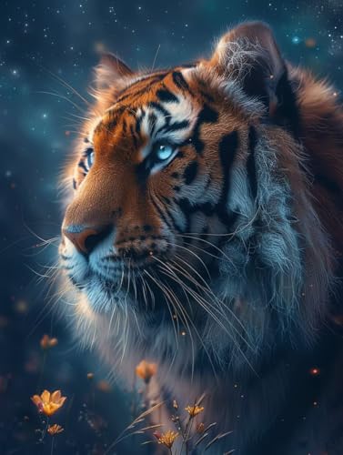 Diamond Painting Erwachsene Tiger Diamond Painting Kinder Blume, Vollbohrer Diamanten Basteln Erwachsene Stickerei Kreuzstich Crystal Art Malerei für Zimmer Deko, Geschenk Frau (20 * 30cm) -KF25065A von Generic