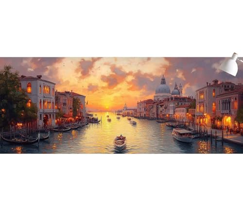 Diamond Painting Erwachsene Venedig Diamond Painting Kinder Sonnenuntergang DIY Full Drill Diamant Kunst Malerei Stickerei Set,Diamant Malerei Bilder Set für Wohnzimmer,Heimdekoration 70x140cm mb-962 von Generic