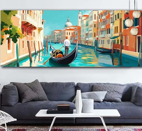 Diamond Painting Erwachsene Venedig Diamond Painting xxl 60x150cm Diamant Malerei Landschaft,DIY Malen Nach Zahlen Erwachsene Diamant Stickerei,5D Diamanten Crystal Leinwand Art Mosaik Bastelset F841 von Generic