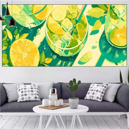 Diamond Painting Erwachsene Zitrone Diamant Painting Bilder Obst,5D Vierkantbohrer Diamant Malerei Leinwand Stickerei Bastelset Erwchsene Puzzle Kreuzstich,Deko Wohnzimmer Geschenk 50x100cm CN-833 von Generic