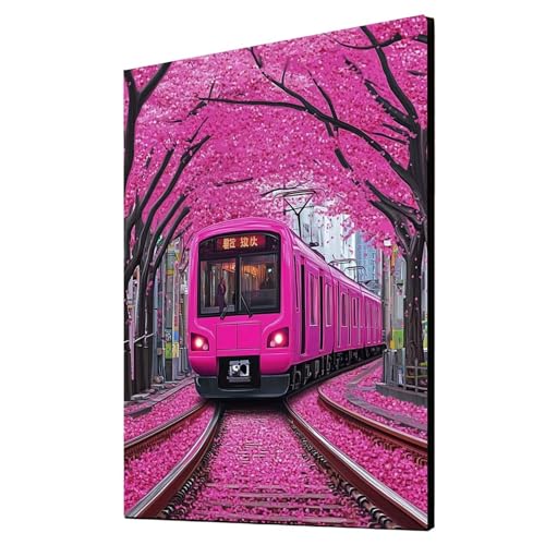 Diamond Painting Erwachsene Zug Diamond Painting Kirschblüten, Diamant Malen Nach Zahlen, 5D DIY Crystal art Cross Stickerei Basteln Erwachsene, Home Ästhetik Wand Dekor, Geschenke 80x110 cm 1ZSH-6168 von Generic