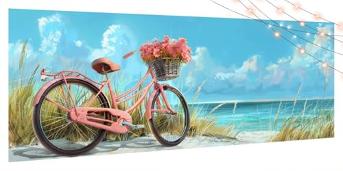 Diamond Painting Fahrrad, Diamond Painting Erwachsene Groß XXL 40x90cm, DIY Diamand Art Mosaikherstellung Zubehör, 5D Diamant Stickerei Kits für Anfänger und Kinder, Wand Dekor Wohnzimmer Strand T1136 von Generic