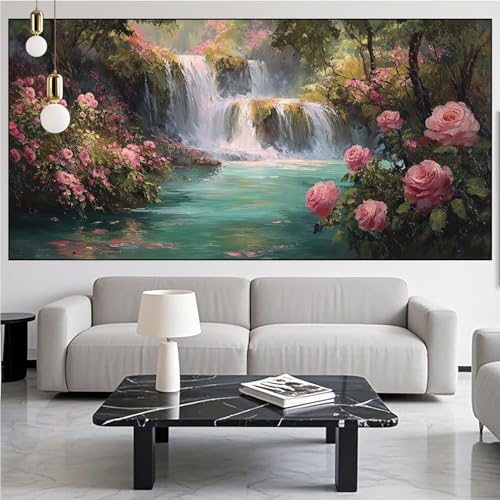 Diamond Painting Fallen Diamond Painting Erwachsene Groß xxl 90x250cm Diamant Malerei Blume Malen Nach Zahlen DIY Strass Kunst Mosaikherstellung Crystal Stickerei Malerei Kits für Home Dekor KM-609 von Generic