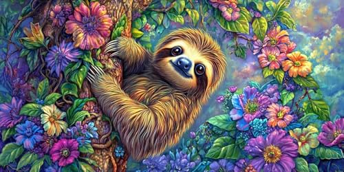 Diamond Painting Faultiere, 5D Diamond Painting Zubehör, Tier DIY Full Drill Rund Bohrer Kristall Wasserbohrer Kreuz Stickerei Basteln Kits Für Erwachsene kinder, Geschenk und Wanddeko 180x90cm T-z874 Diamond Painting Faultiere, 5D Diamond Painting Zubehör, Tier DIY Full Drill Rund Bohrer Kristall Wasserbohrer Kreuz Stickerei Basteln Kits Für Erwachsene kinder, Geschenk und Wanddeko 180x90cm T-z874 von Generic