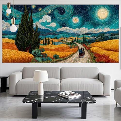 Diamond Painting Feld Diamont Painting Bilder Landschaft Malen Nach Zahlen Set für Kinder Erwachsene,5D Vollbohrung Crystal Bastelset Mädchen Mosaikherstellung,DIY Diamant Malerei 90x250cm KM-946 von Generic