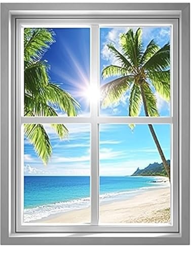 Diamond Painting Fenster 5D Diamond Painting Zubehör Meer Diamant Bilder Basteln Erwachsene Zubehör Groß xxl Eckige Steine Kit Daiment Cross Stickerei Kunsthandwerk, Home Décor Geschenk 100x150cm h-85 von Generic