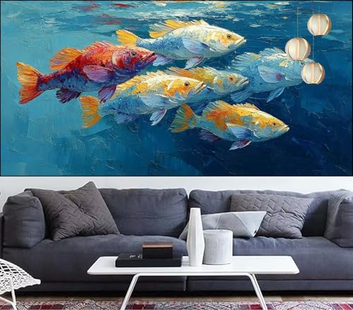 Diamond Painting Fisch Diamant Painting Bilder Ozean Malen Nach Zahlen Erwachsene DIY Mosaikherstellung Puzzle,Diamant Malerei Stickerei Kreuzstich set für Deko Geschenke für Frauen 100x300cm VQ-586 von Generic